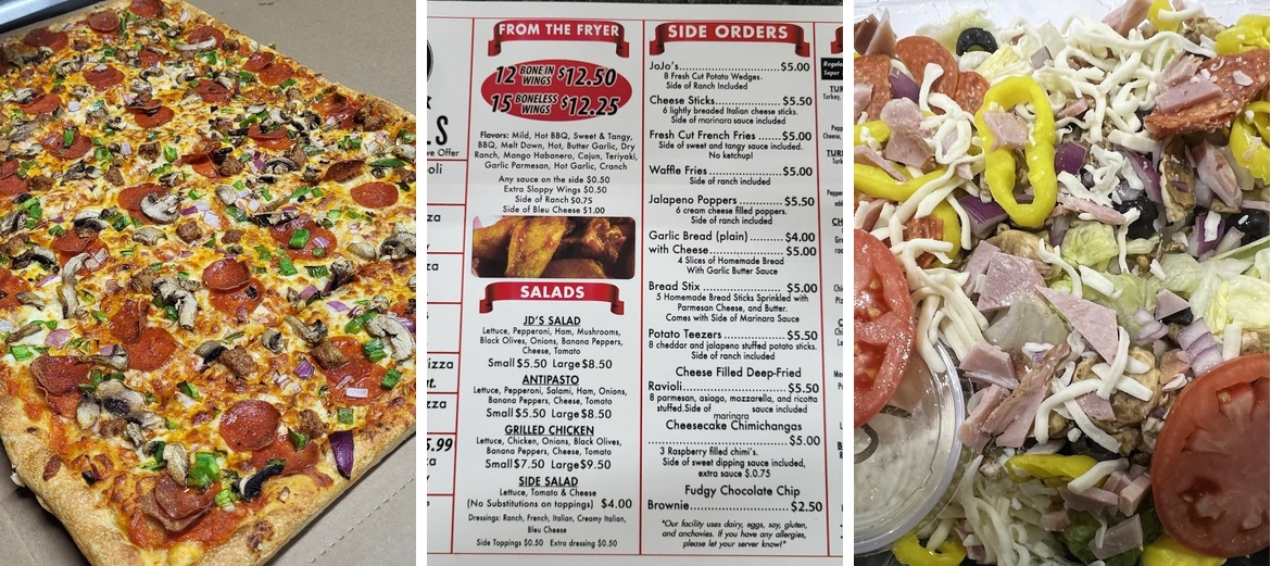 J D's Pizza Menu